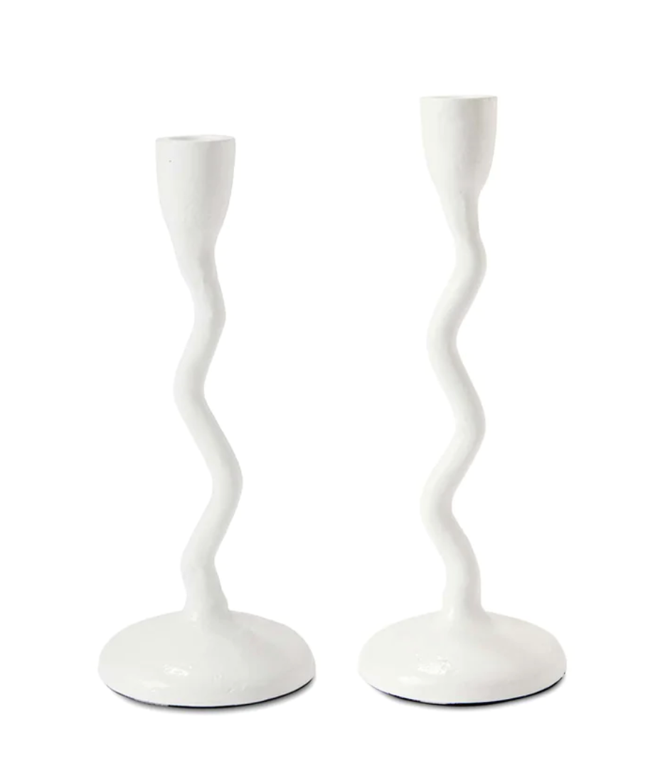 Wave White Candlestick Large